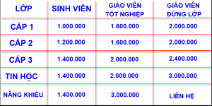 Bảng giá học phí tham khảo